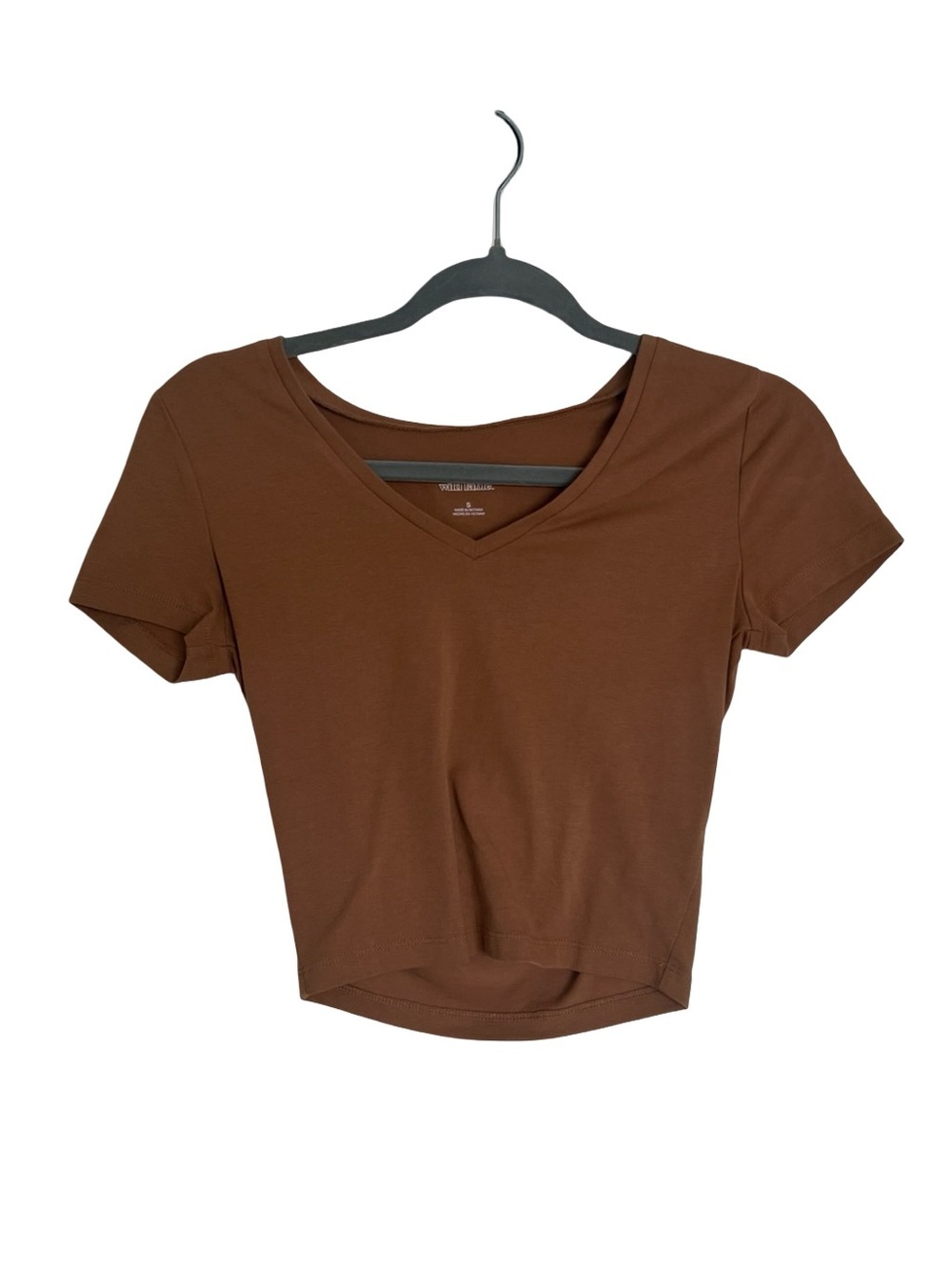 Wild Fable Brown Crop Top Short Sleeve Casual Everyday Neutral Size S